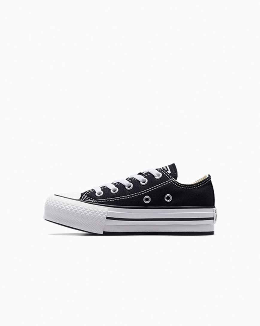 Dívčí Boty Na Platformy Converse Chuck Taylor All Star Lift Nízké Černé Bílé Černé | CZ DY31P83